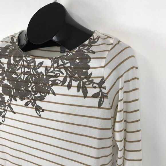 J. Jill Pima Floral Stripe Knit Top Women's Small Cotton Blend Stretch Casual - Picture 4 of 12